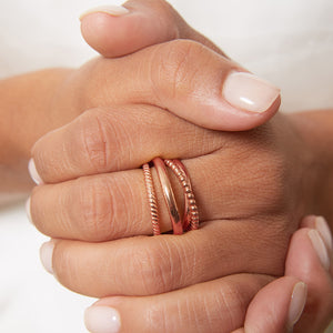 Rose Gold Plated 925 Sterling Silver Cable-Style Crossover Ring