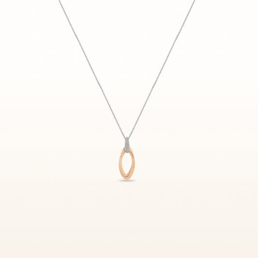 Two-Tone 925 Sterling Silver Double Marquise Shaped Link Pendant