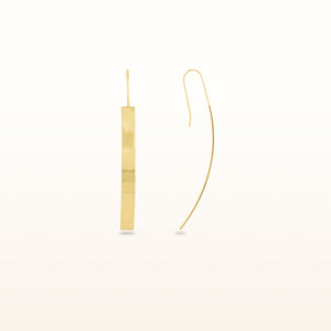 Yellow Gold Plated 925 Sterling Silver Vertical Bar Hook Earrings