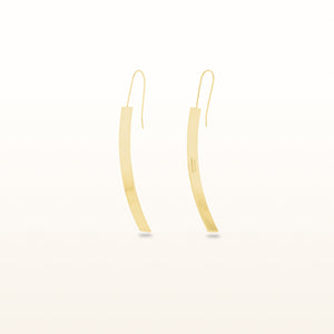 Yellow Gold Plated 925 Sterling Silver Vertical Bar Hook Earrings