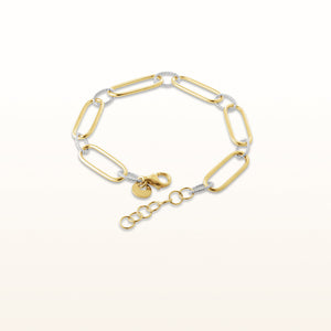 Alternating Link Paperclip Bracelet in Two-Tone 925 Sterling Silver