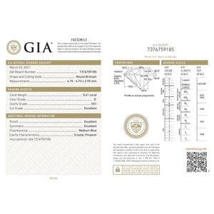 Round 0.41 D VS1 GIA Certified Diamond