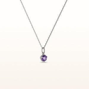 Round Gemstone Cable Style Pendant in 925 Sterling Silver