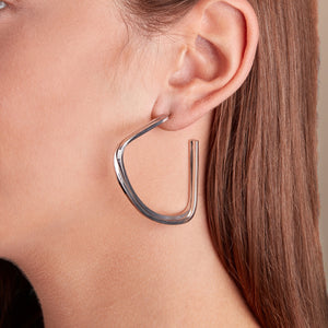 Sterling Silver Bent Hoop Earrings