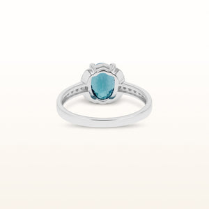Oval Gemstone and Diamond Ring in 14kt White Gold