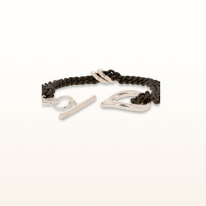 Rose Gold Plated 925 Sterling Silver and Rubber Curb Link Bracelet