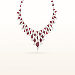 LeoDaniels Signature Ruby and Diamond Statement Necklace in 18kt Yellow and White Gold