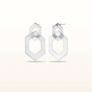Sterling Silver Interlocked Hexagon Earrings
