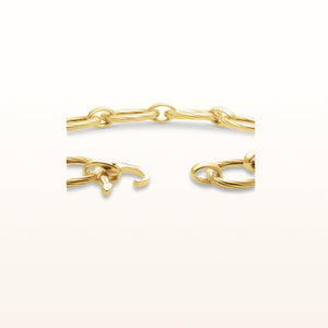 Twisted Oval Link Bracelet in Yellow Gold Plated 925 Sterling Silver