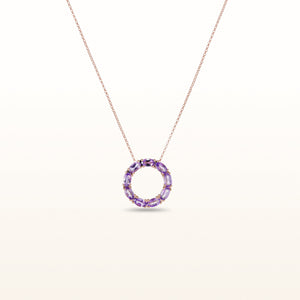 Oval Amethyst Circle Pendant in 14kt Rose Gold