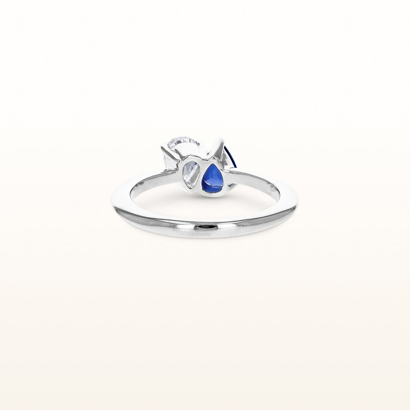 Napoleon Bonaparte Inspired Opposing Pear-Shaped Blue Sapphire and Diamond Ring