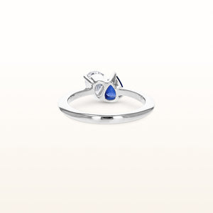 Napoleon Bonaparte Inspired Opposing Pear-Shaped Blue Sapphire and Diamond Ring