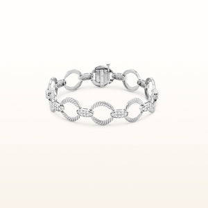 1.25 ctw Round Cable-Style Link Diamond Bracelet in 14kt White Gold