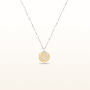 925 Sterling Silver Brushed Disc and Circle Link Petite Pendant