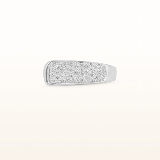 Modern Style Flat Top Pave Diamond Ring in 14kt White Gold