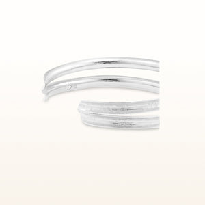 Double Row Concave Cuff Bracelet in 925 Sterling Silver