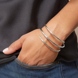 925 Sterling Silver 3-Row Spiral Cuff Bracelet