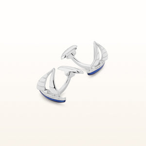 925 Sterling Silver and Enamel Sailboat Cufflinks