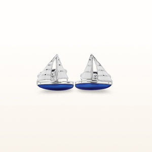 925 Sterling Silver and Enamel Sailboat Cufflinks
