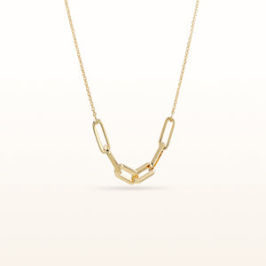 Yellow Gold Plated 925 Sterling Silver Paperclip Necklace