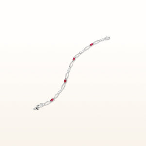 3.85 ctw Ruby and Diamond Hexagon Link Bracelet in 14kt White Gold