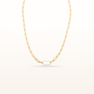 Two-Tone 925 Sterling Silver Paperclip Necklace