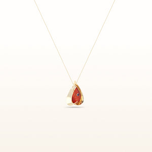 Signature Mexican Fire Opal Pendant with Inlaid Purple Amethyst in 14kt Yellow Gold