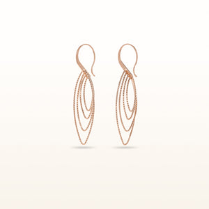 Rose Gold Plated 925 Sterling Silver Diamond Cut Marquise Shaped Drop Earrings