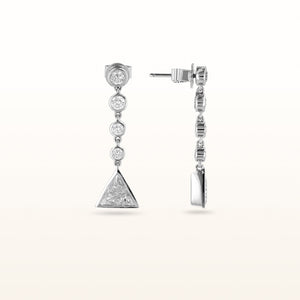 Signature Collection Signature Trillion and Round Diamond Dangle Earrings in 18kt White Gold