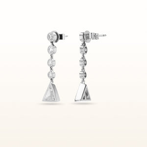 Signature Collection Signature Trillion and Round Diamond Dangle Earrings in 18kt White Gold