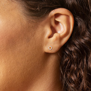 14kt White Gold Diamond and Gemstone Margarita Halo Stud Earrings (4 mm)