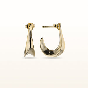 Yellow Gold Plated 925 Sterling Silver Tapered Concave "J" Hoops