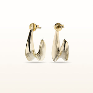 Yellow Gold Plated 925 Sterling Silver Tapered Concave "J" Hoops