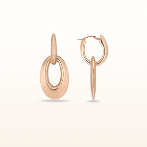 High Polish Oval Link Dangle Earrings in Rose Gold Plated 925 Sterling Silver