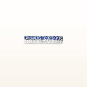 Blue Sapphire and Diamond Double Row Band in 14kt White Gold