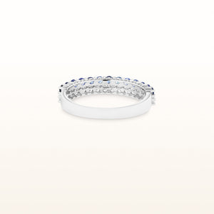 Blue Sapphire and Diamond Double Row Band in 14kt White Gold