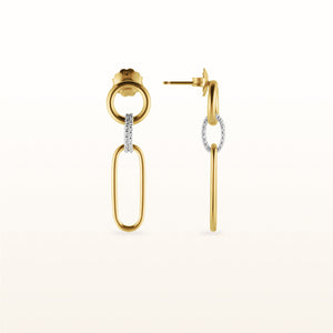 Alternating Link Paperclip Earrings in Two-Tone 925 Sterling Silver