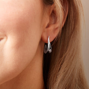 925 Sterling Silver Tapered Concave "J" Hoops