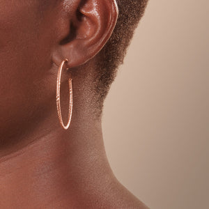 Rose Gold Plated 925 Sterling Silver 1.7-Inch Diamond Cut Hoop Earrings