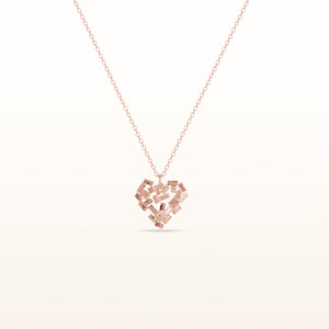 Rose Gold Plated 925 Sterling Silver Mosaic Heart Pendant