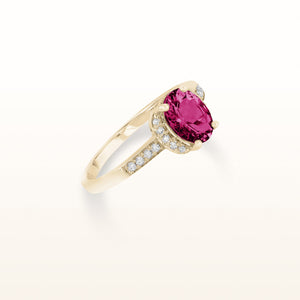 Oval Gemstone and Diamond Ring in 14k Yellow Gold