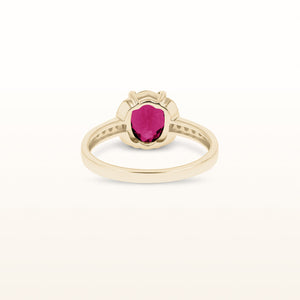 Oval Gemstone and Diamond Ring in 14k Yellow Gold