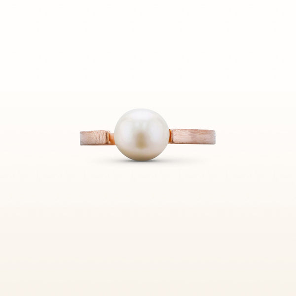 Freshwater Cultured Pearl or Gemstone Bead Open Top Ring in Rose Gold Plated 925 Sterling Silver