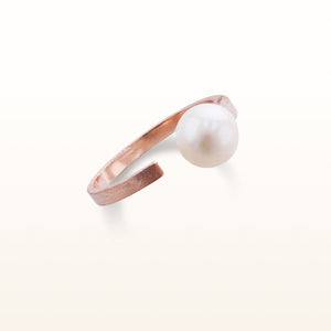 Pearl or Gemstone Bead Open Top Ring in Rose Gold Plated 925 Sterling Silver