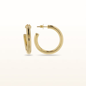 Yellow Gold Plated 925 Sterling Silver 4.25 mm Tube Hoop Earrings