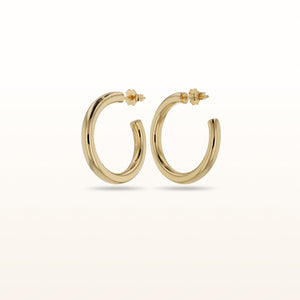 Yellow Gold Plated 925 Sterling Silver 4.25 mm Tube Hoop Earrings