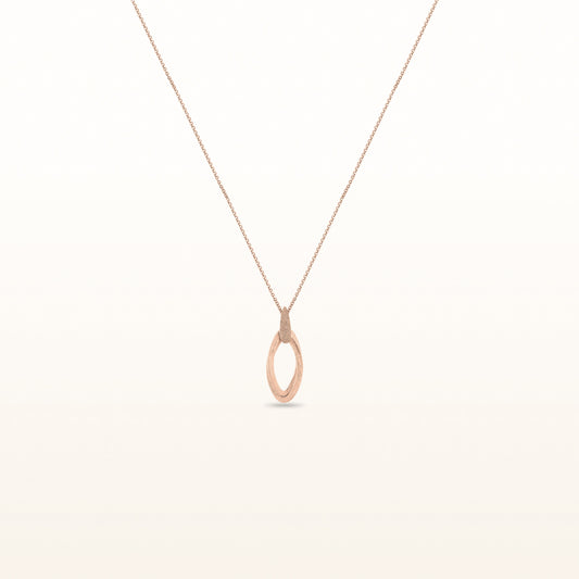 Rose Gold Plated 925 Sterling Silver Double Marquise Shaped Link Pendant