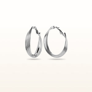 925 Sterling Silver Multi-Row Twisted Hoop Earrings