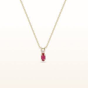 Oval Ruby and Diamond Pendant in 14kt Yellow Gold