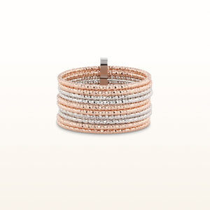 Two-Tone Rose Gold Plated 925 Sterling Silver 10-Row Band
